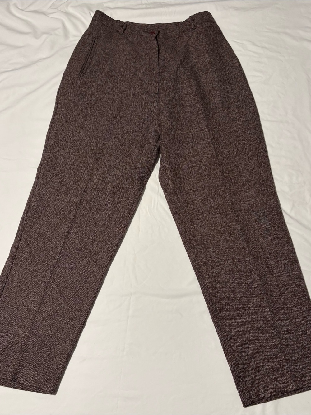 Kim Rogers Brown Heathered High-Waist Trousers